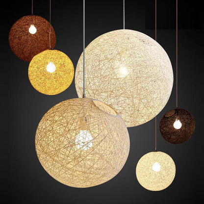 Rustic Woven Hanging Pendant Light Fixture