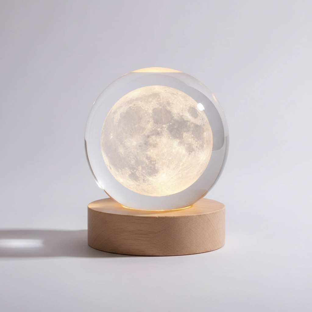 Round Wood Globe Table Lamp with Soft LED Glow - Cofik