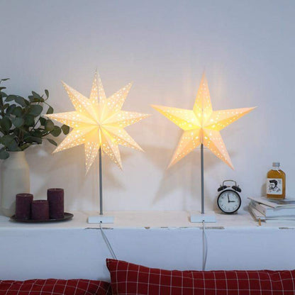 Warm LED Star Table Lamp - Wooden Base Home Light