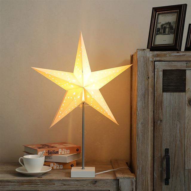 Warm LED Star Table Lamp - Wooden Base Home Light - Cofik