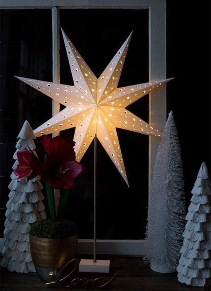 Warm LED Star Table Lamp - Wooden Base Home Light