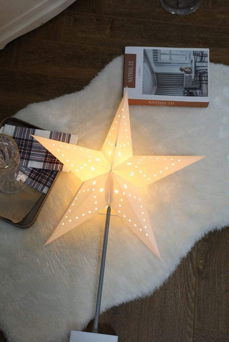 Warm LED Star Table Lamp - Wooden Base Home Light