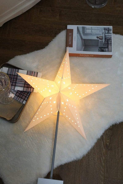 Warm LED Star Table Lamp - Wooden Base Home Light