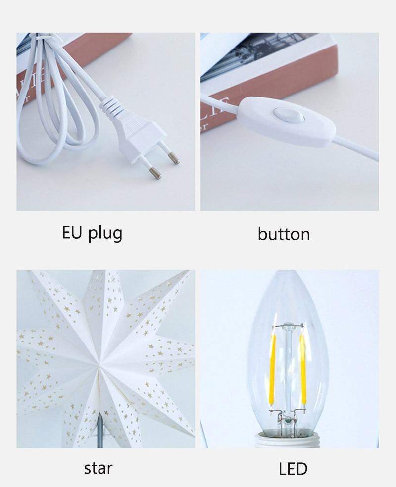 Warm LED Star Table Lamp - Wooden Base Home Light