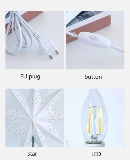 Warm LED Star Table Lamp - Wooden Base Home Light