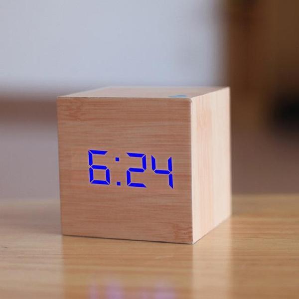 Rustic Wood LED Digital Alarm Clock