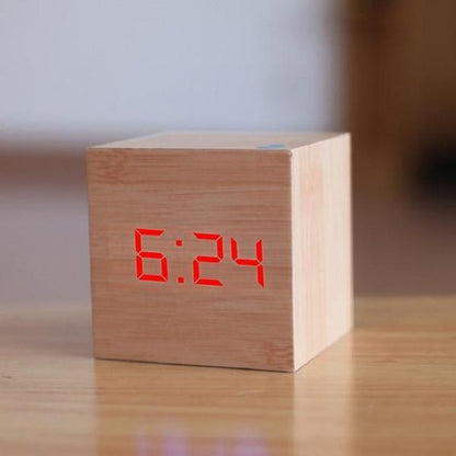 Rustic Wood LED Digital Alarm Clock