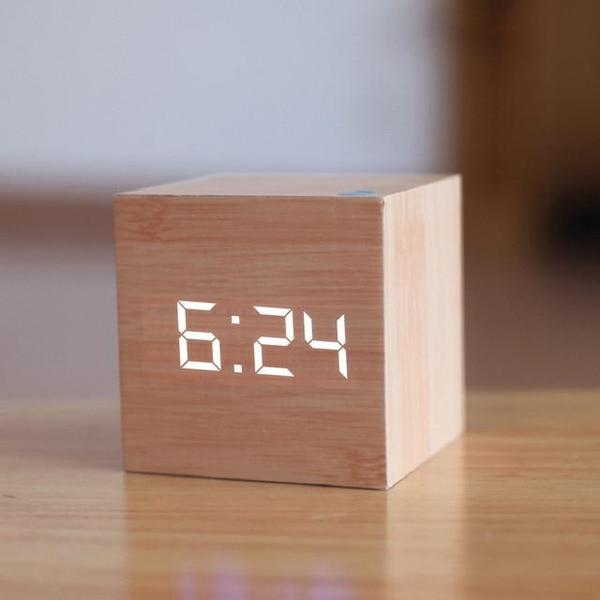 Rustic Wood LED Digital Alarm Clock