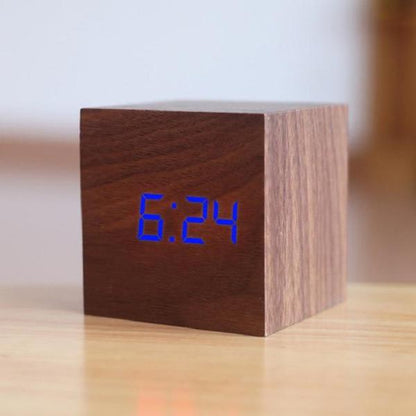 Rustic Wood LED Digital Alarm Clock