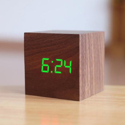 Rustic Wood LED Digital Alarm Clock