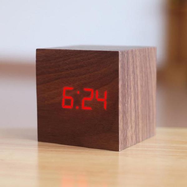 Rustic Wood LED Digital Alarm Clock