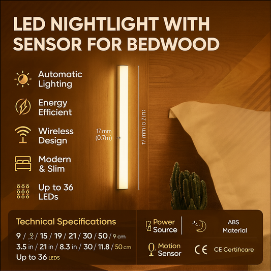 Automatic Sensor Wooden LED Nightlight - Cofik