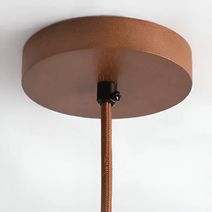 Vintage Wooden Pendant Light with Stone Detail