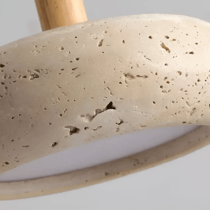 Vintage Wooden Pendant Light with Stone Detail