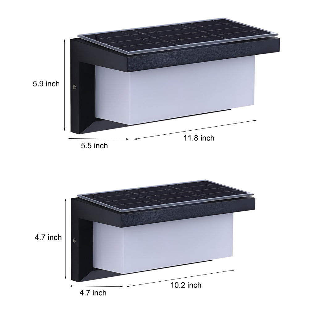 Outdoor Solar Powered Black Wall Sconce Light