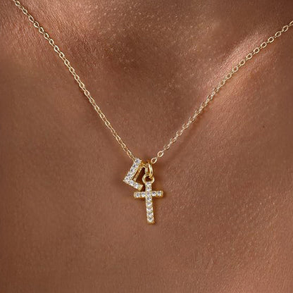 Delicate Initial Cross Pendant Necklace