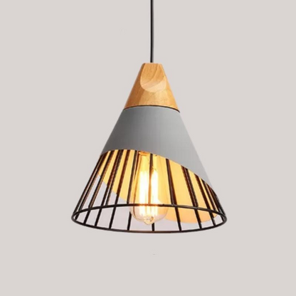 Rustic Wooden Metal Pendant Lighting Fixture