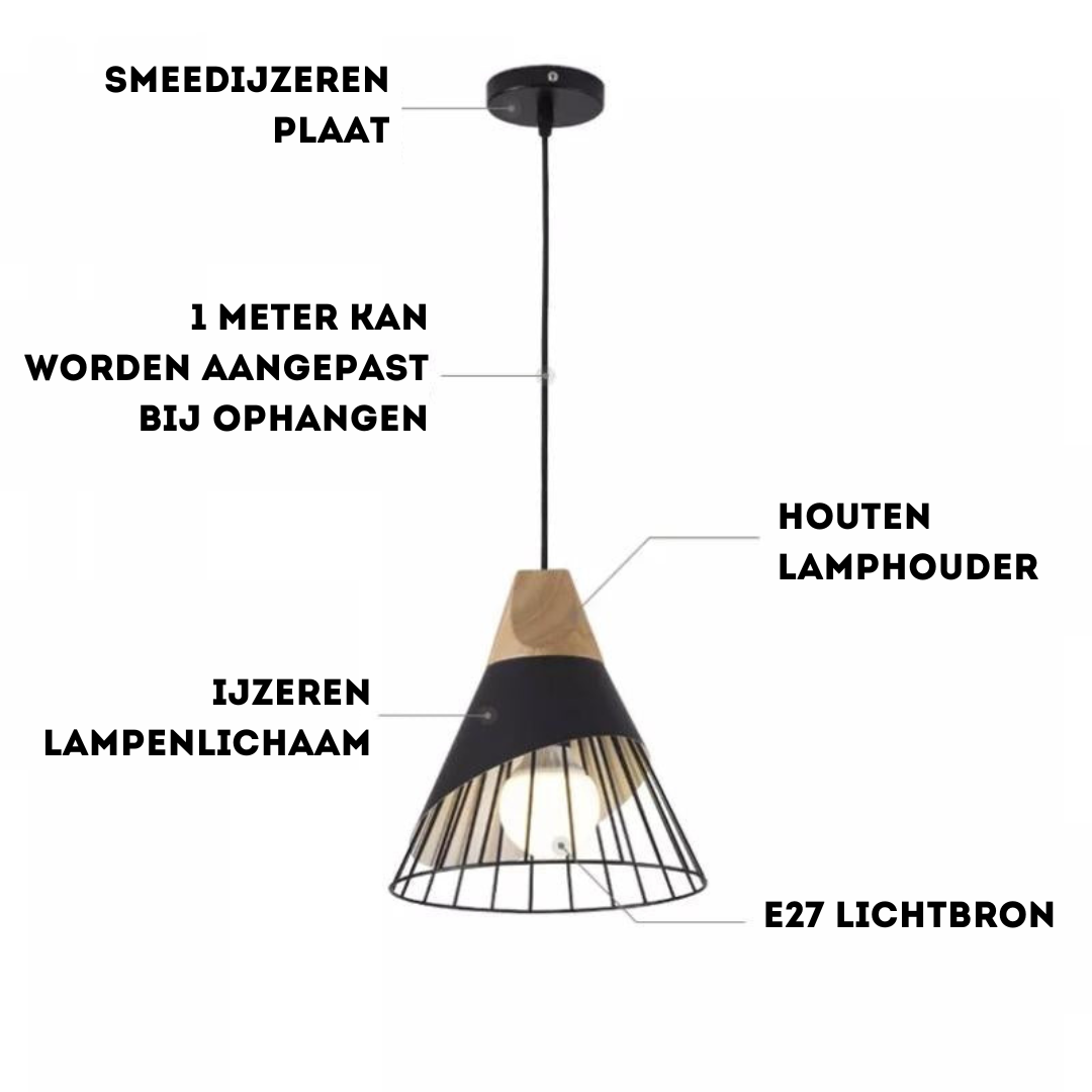 Rustic Wooden Metal Pendant Lighting Fixture