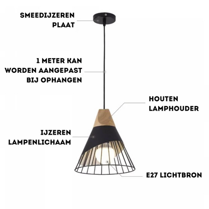Rustic Wooden Metal Pendant Lighting Fixture