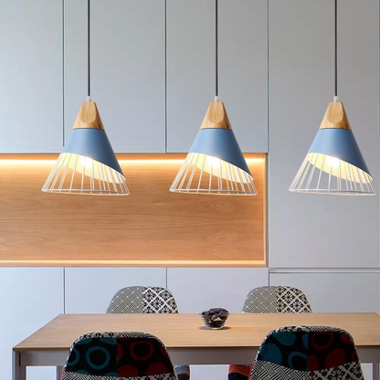 Rustic Wooden Metal Pendant Lighting Fixture