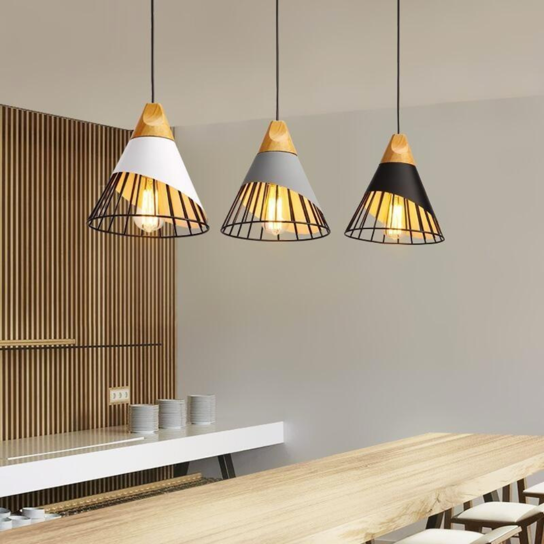 Rustic Wooden Metal Pendant Lighting Fixture