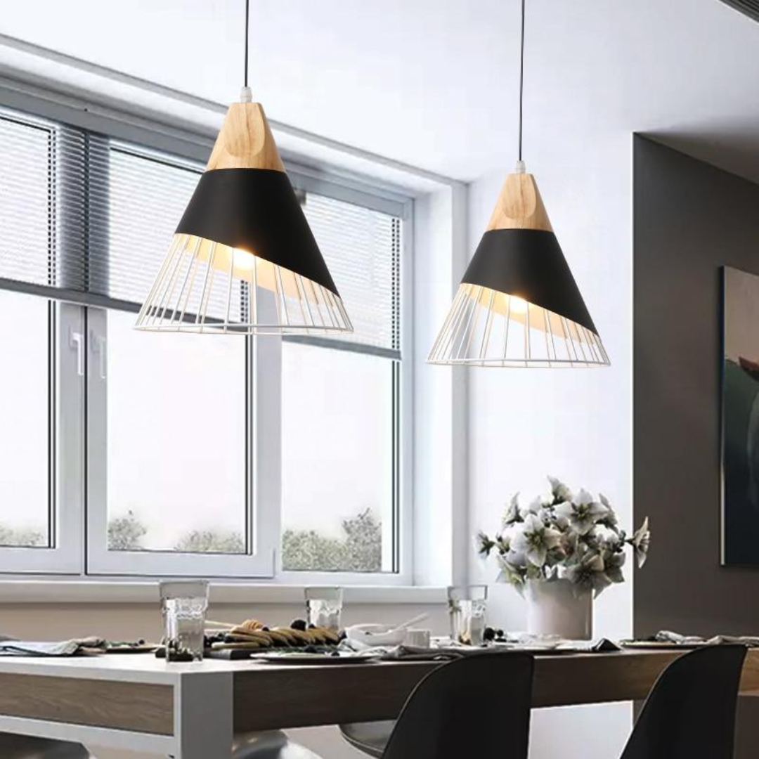 Rustic Wooden Metal Pendant Lighting Fixture