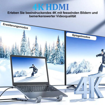 Portable Laptop Stand with 8-in-1 USB Hub
