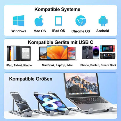 Portable Laptop Stand with 8-in-1 USB Hub