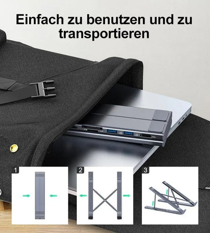 Portable Laptop Stand with 8-in-1 USB Hub