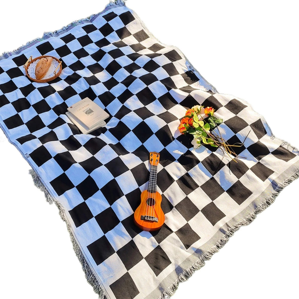Big Plaid Outdoor Blanket – Cozy Microfiber Picnic Throw - Cofik