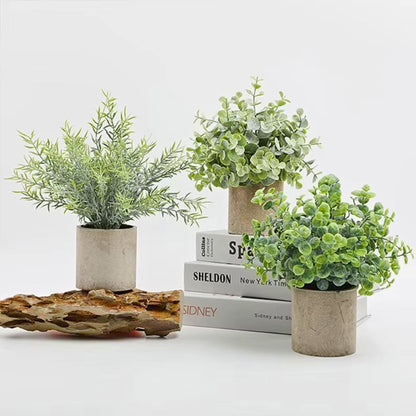 Realistic Leaf Artificial Plant Modern Planter 3pc Set