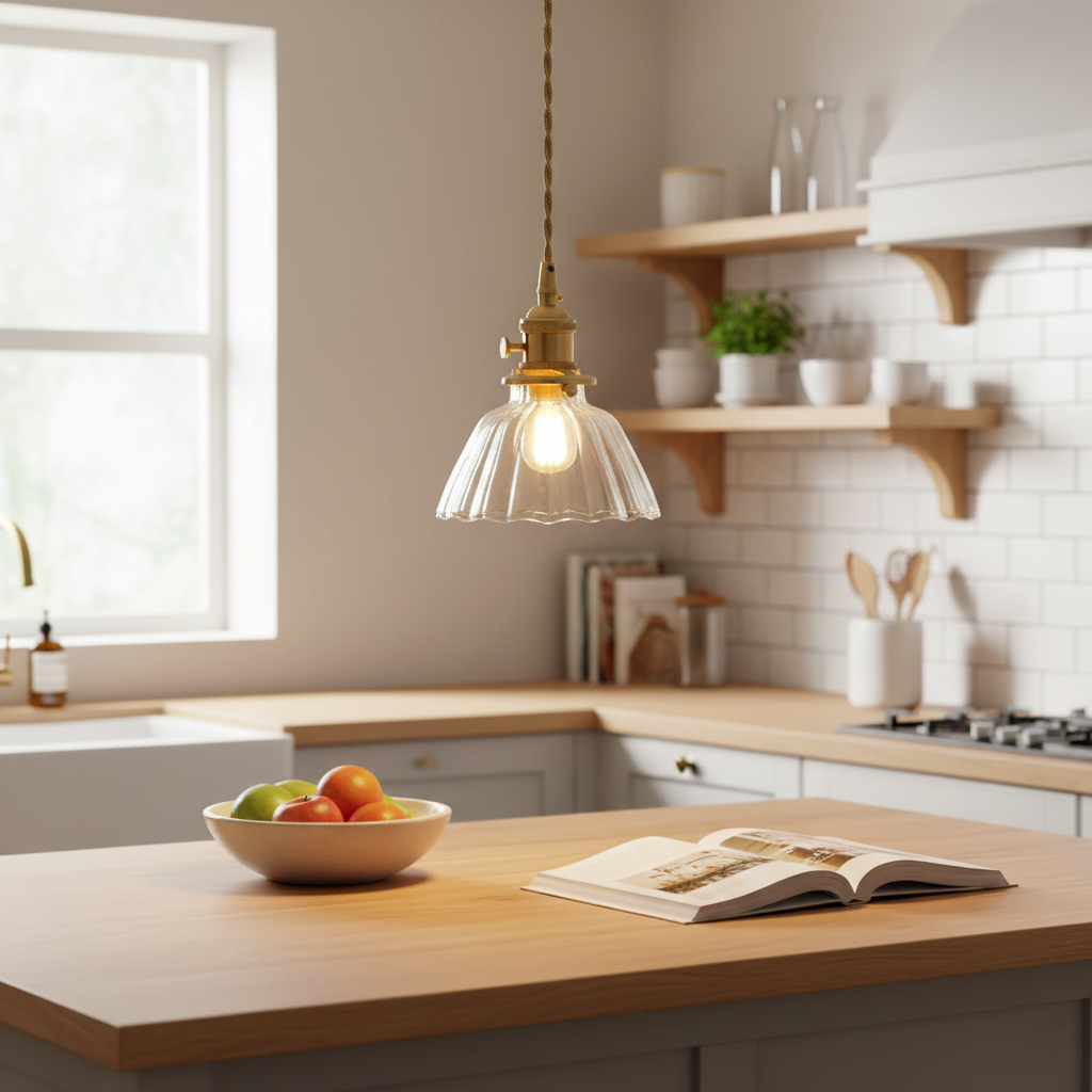 Sleek Brass Pendant Light Clear Glass Shade