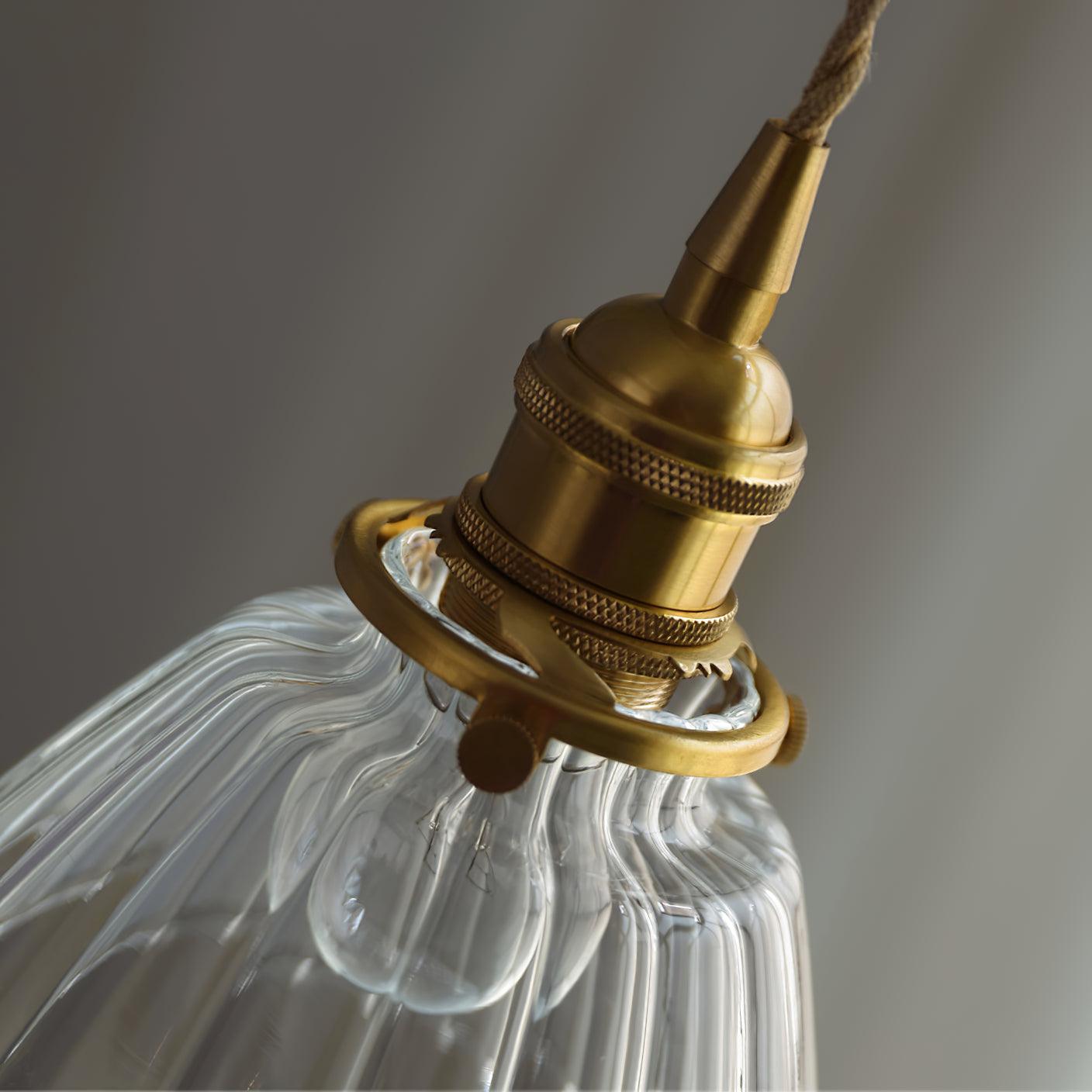 Sleek Brass Pendant Light Clear Glass Shade