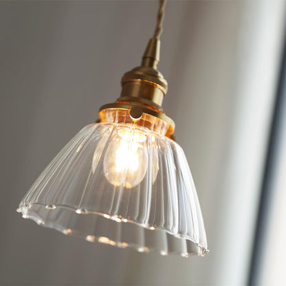 Sleek Brass Pendant Light Clear Glass Shade