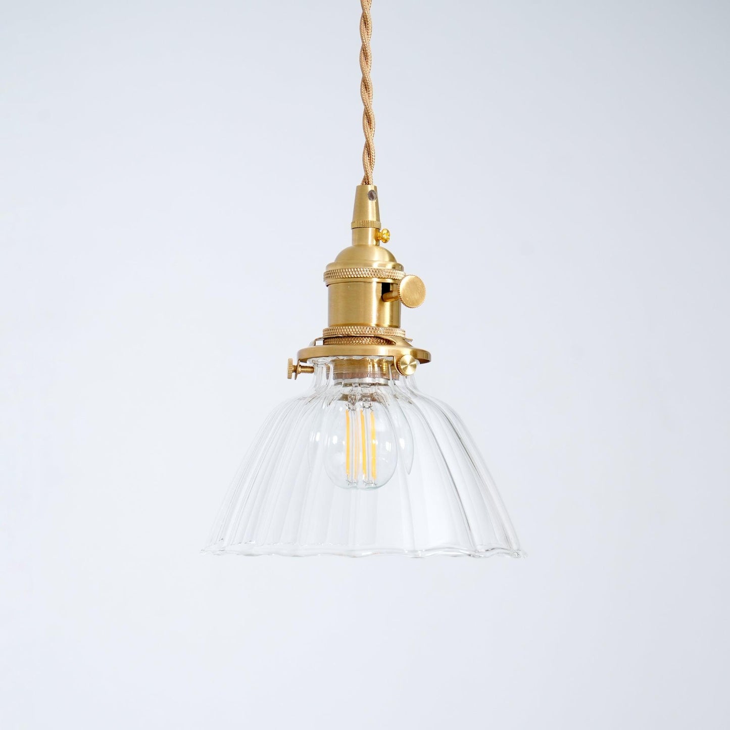 Sleek Brass Pendant Light Clear Glass Shade - Cofik