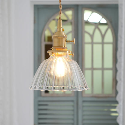 Sleek Brass Pendant Light Clear Glass Shade