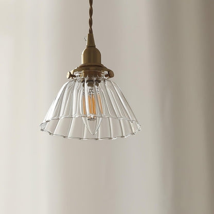 Sleek Brass Pendant Light Clear Glass Shade