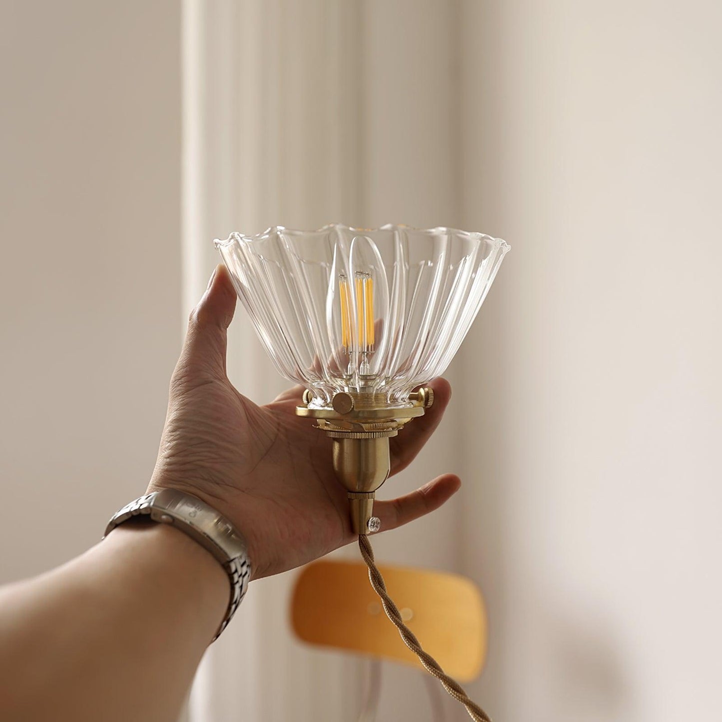 Sleek Brass Pendant Light Clear Glass Shade