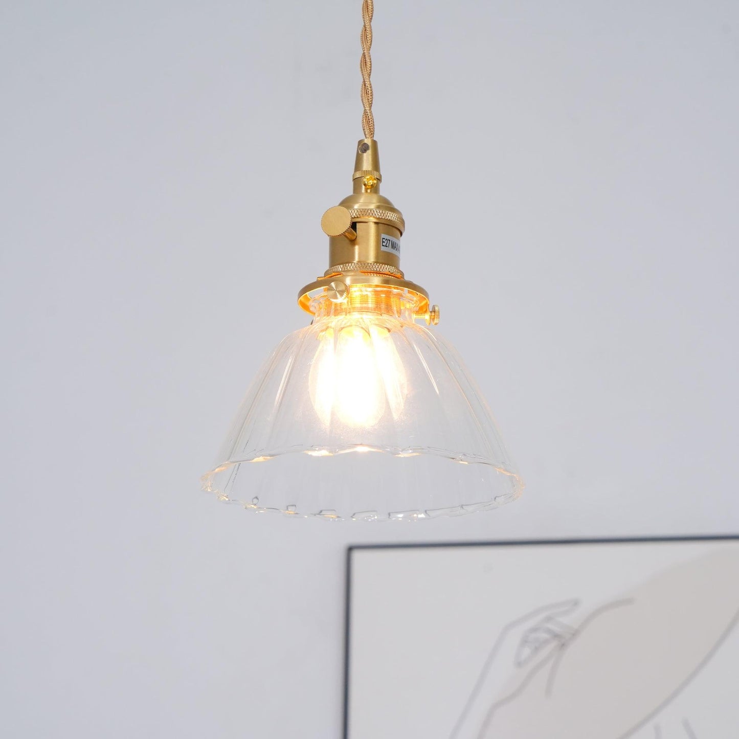 Sleek Brass Pendant Light Clear Glass Shade