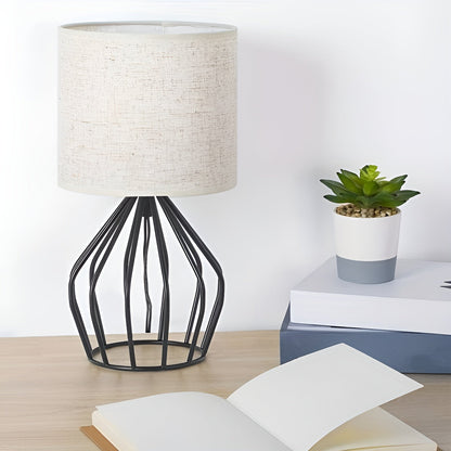 Stylish Metal Table Lamp with Cream Shade