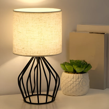 Stylish Metal Table Lamp with Cream Shade