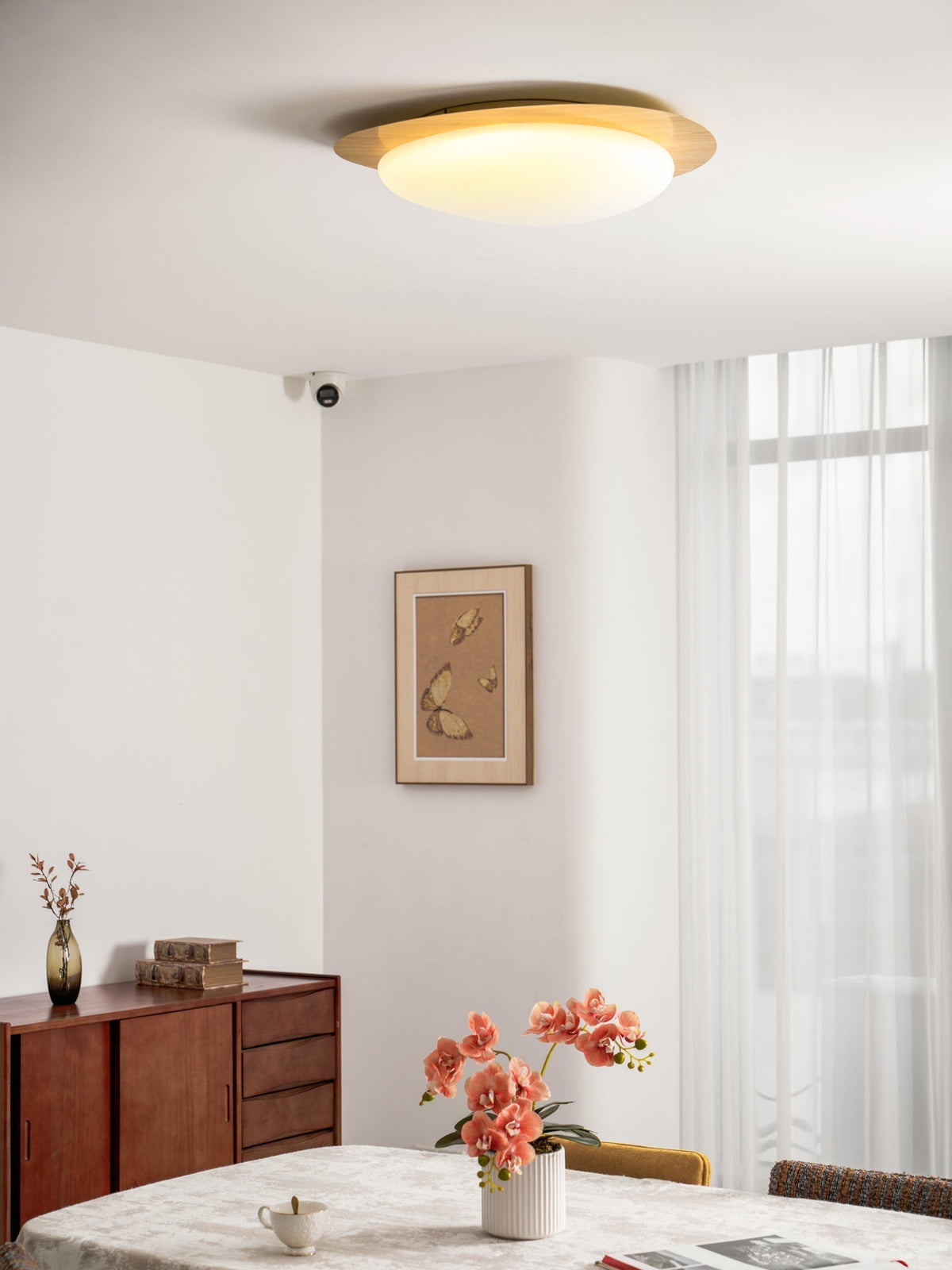 Compact LED Ceiling Lamp 12W Wooden Flush Mount