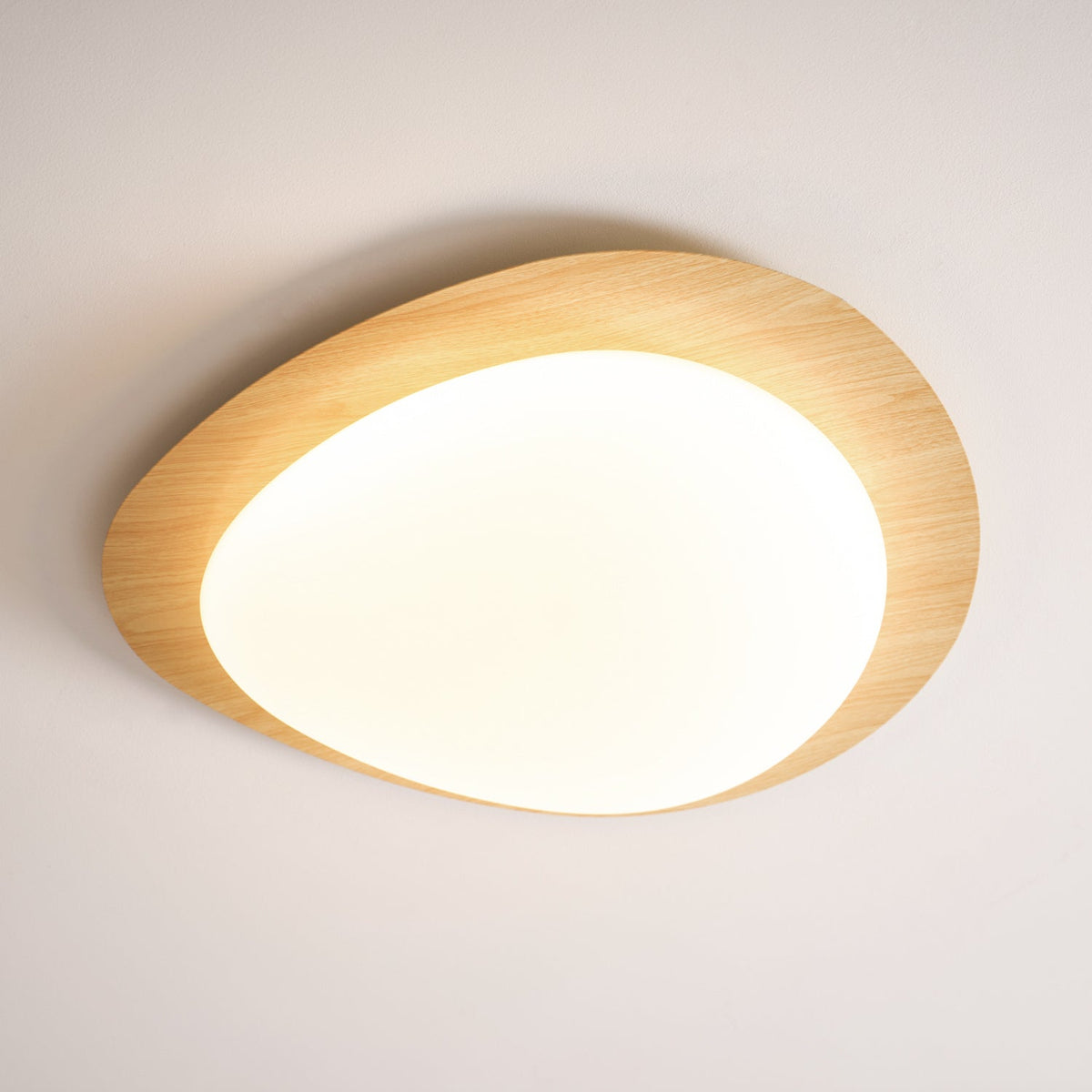 Compact LED Ceiling Lamp 12W Wooden Flush Mount