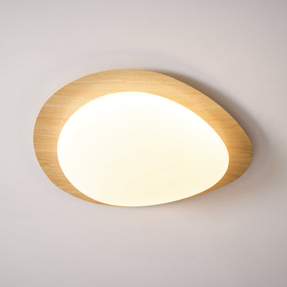 Compact LED Ceiling Lamp 12W Wooden Flush Mount