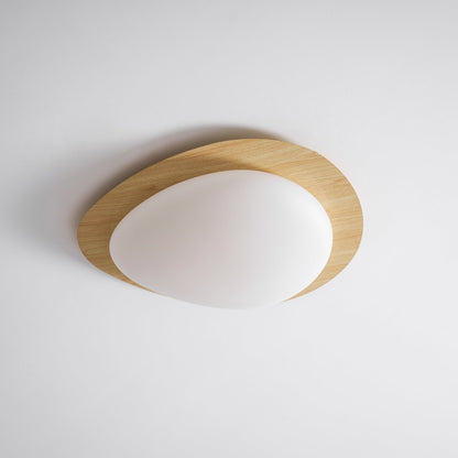 Compact LED Ceiling Lamp 12W Wooden Flush Mount