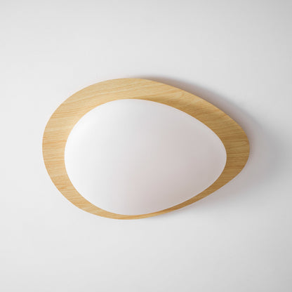 Compact LED Ceiling Lamp 12W Wooden Flush Mount
