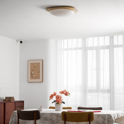 Compact LED Ceiling Lamp 12W Wooden Flush Mount