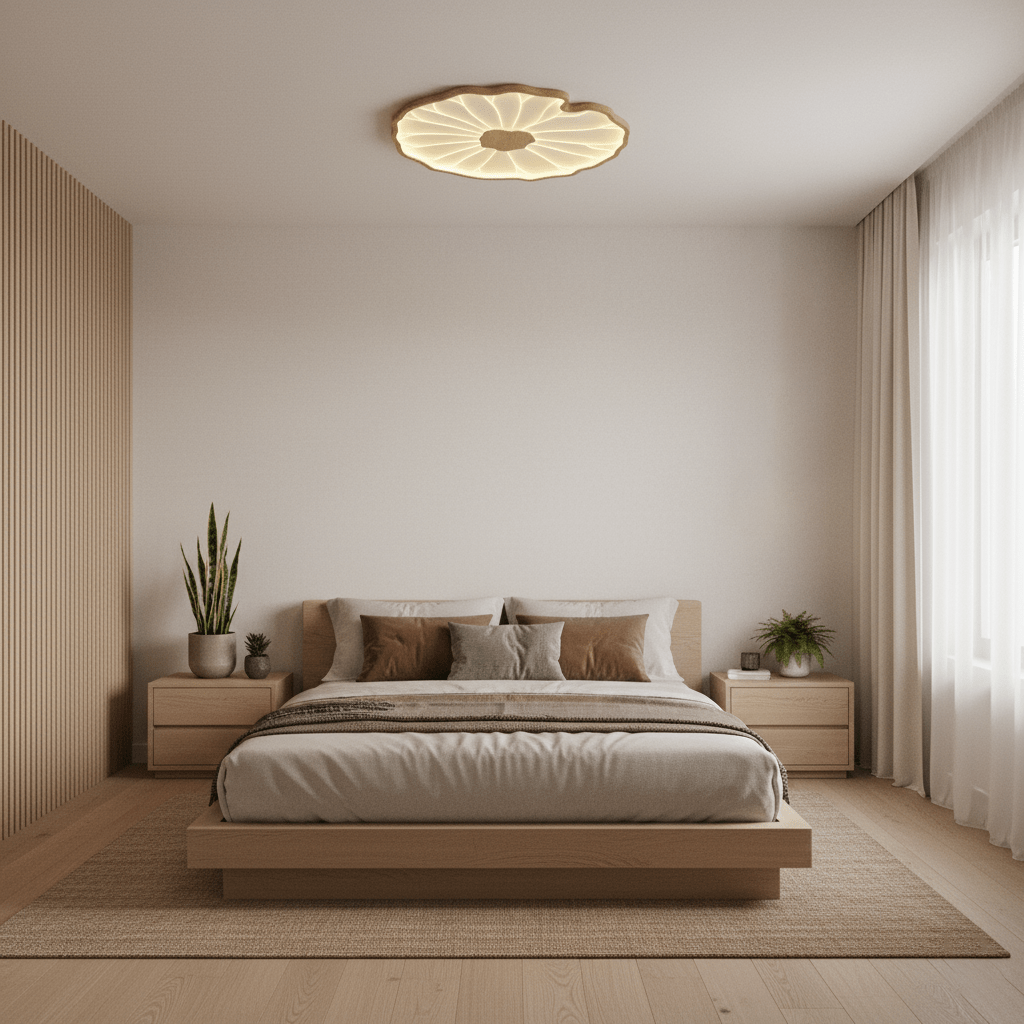 Natural Wood Round Ceiling Light Fixtures