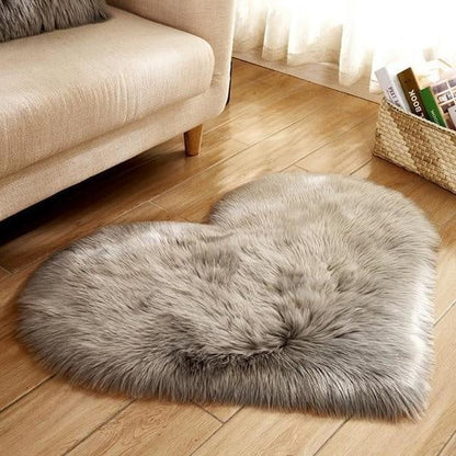 Plush Heart Shaped Synthetic Fur Mat