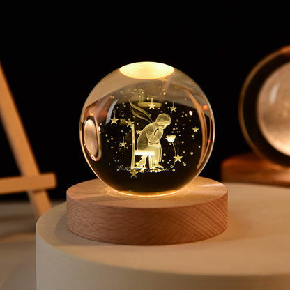 Colorful LED Glass Globe with Wood Stand